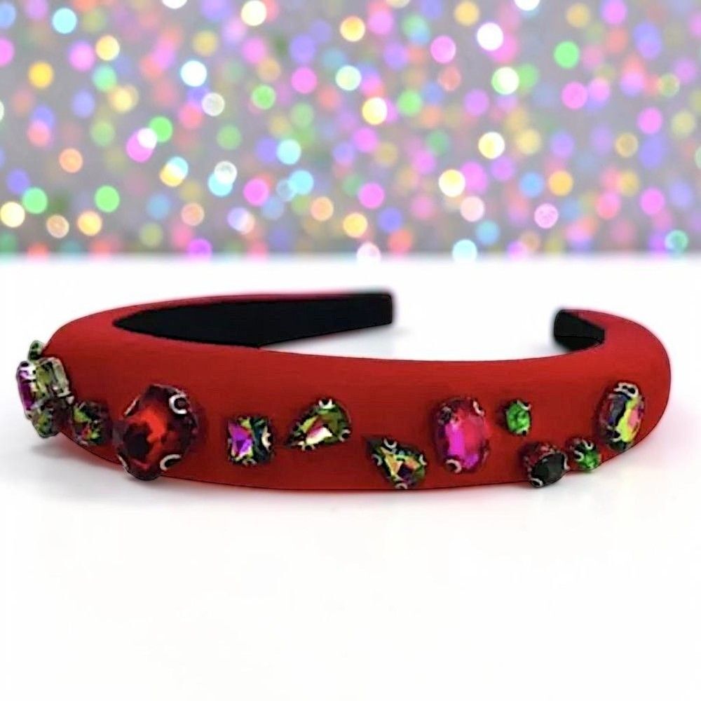 ZAXIE by Stefanie Taylor - Padded Jewel Headband - RED MSRP $48